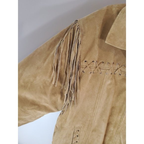 Excelled Western Leather Tassel Full Zip Jacket Sz 2X - Picture 4 of 10